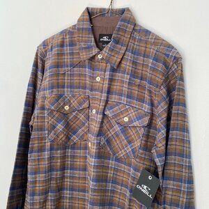 NWT O’Neill mens Clint plaid flannel shirt, long sleeve, standard fit, S